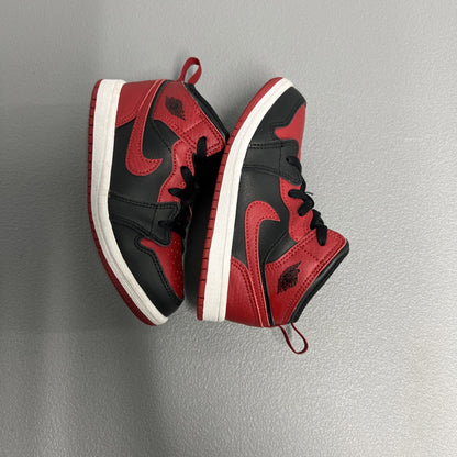 Size 9C- Air Jordan 1 Mid ‘Banned’ 2020 (Toddler)