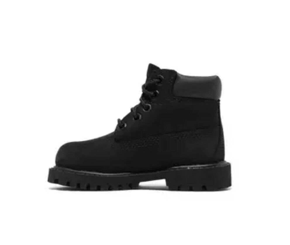 Size 9-Timberland 6-Inch Premium Waterproof "Black Nubuck" Toddler Kids' Boot