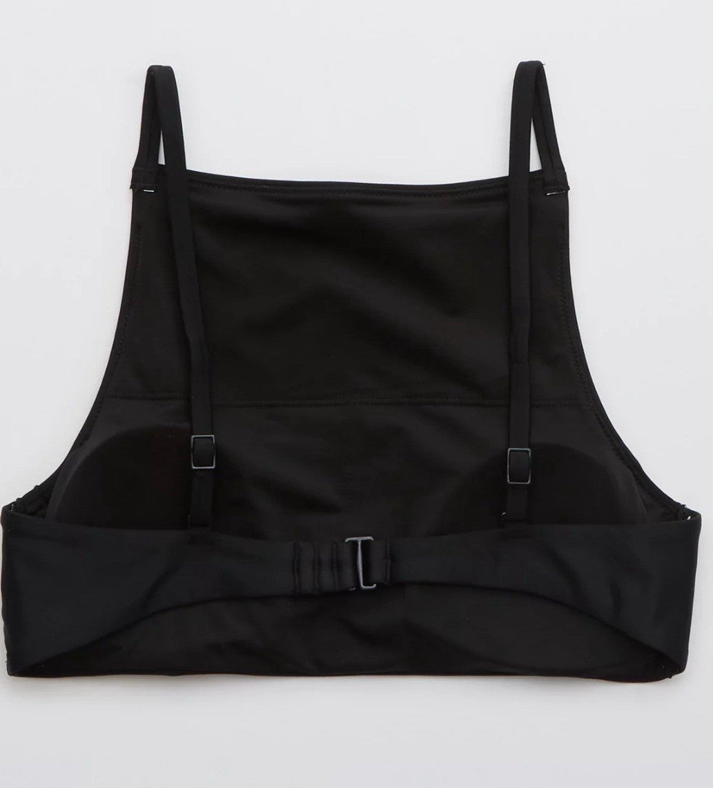 Size S - Aerie High Neck Crop Bikini Top In Black