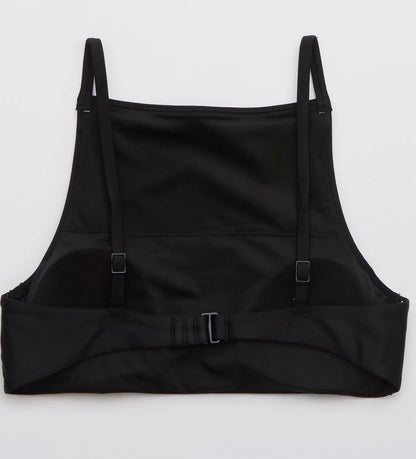 Size S - Aerie High Neck Crop Bikini Top In Black