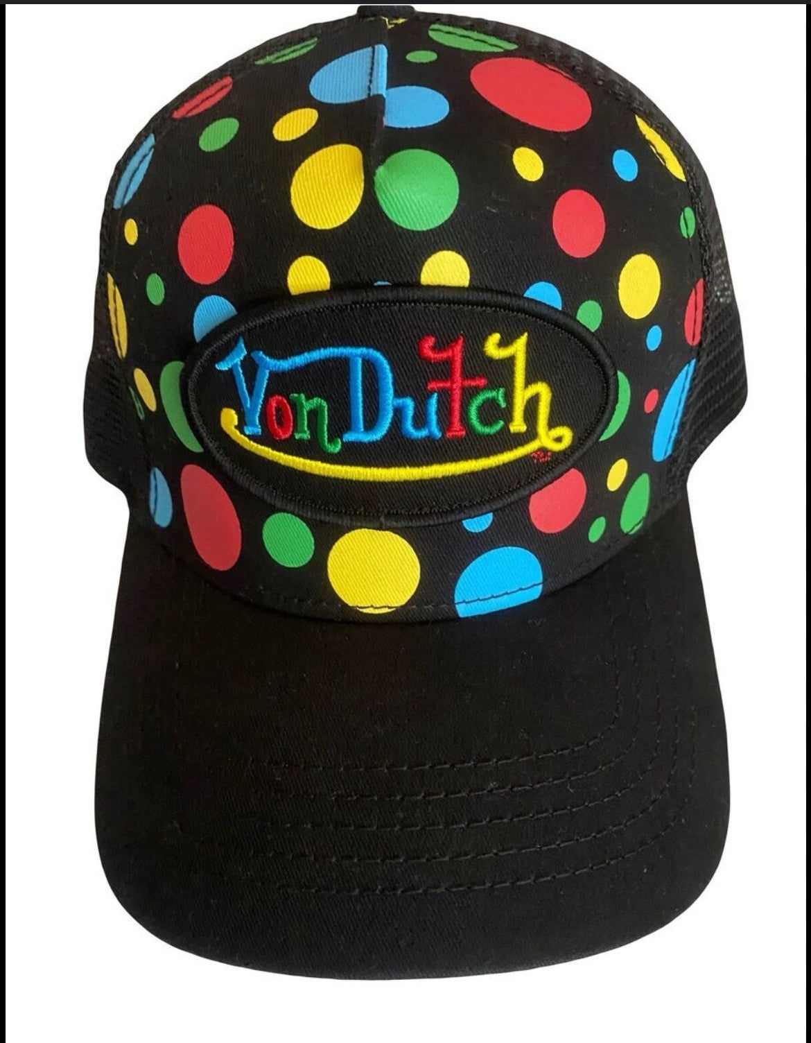 Von Dutch Black Polka Dot Trucker SnapBack Hat
