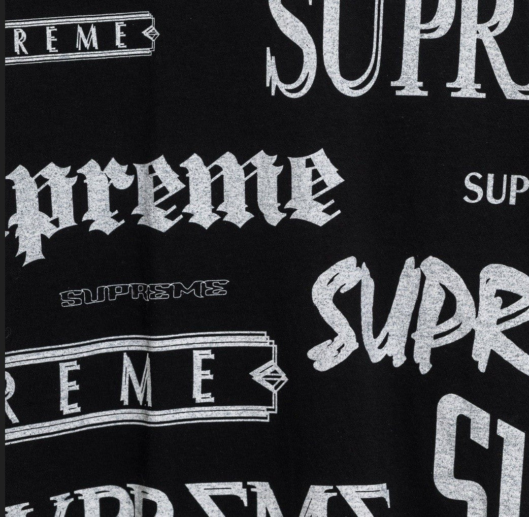 Size Large - Supreme Multi Logo Tee T shirt Black All Over print - Men’s