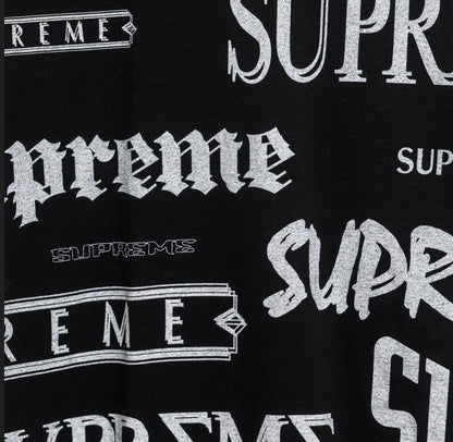 Size Large - Supreme Multi Logo Tee T shirt Black All Over print - Men’s