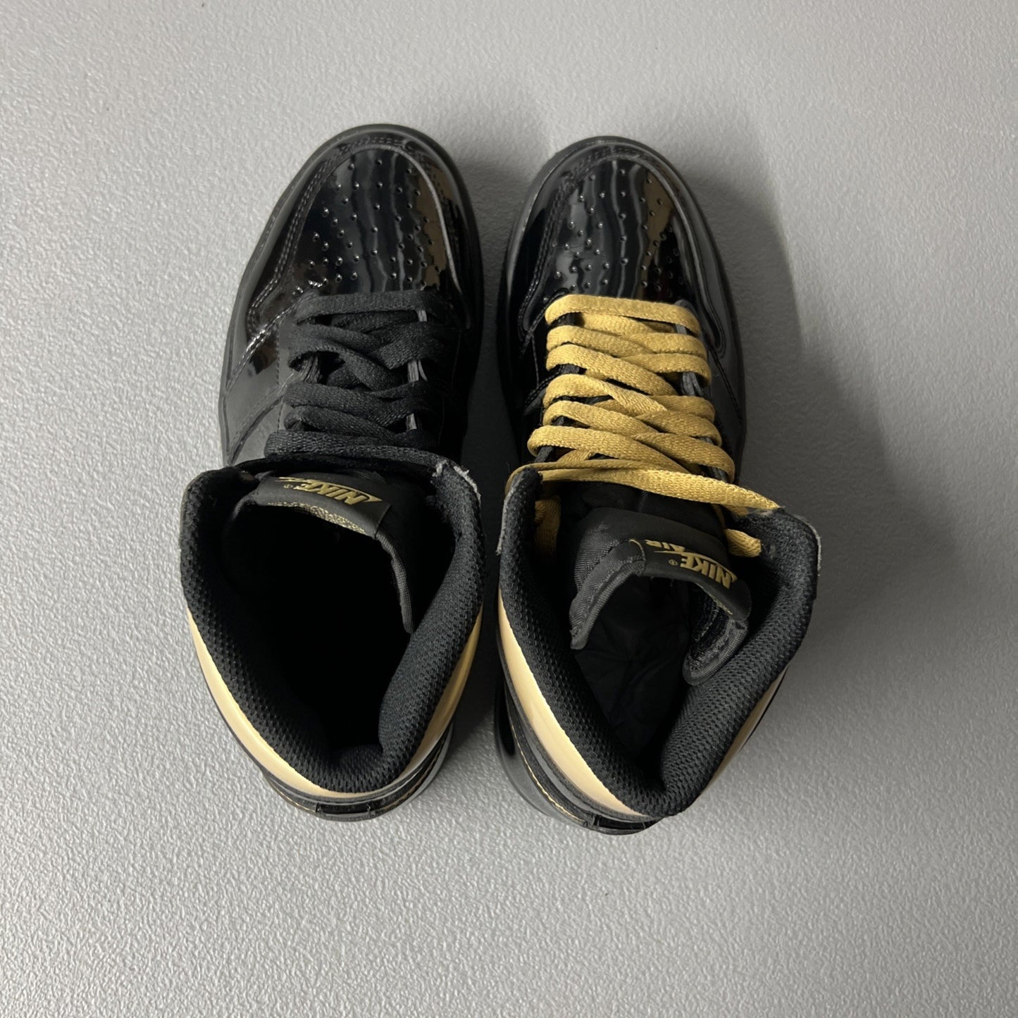 Size 7.5 Men’s or 9 Wmns - Air Jordan 1 ‘Black Metallic Gold’
