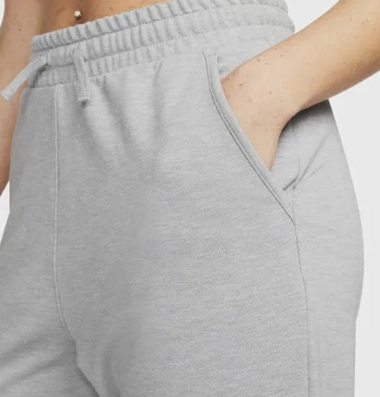 Size Medium- Nike Yoga Dri-Fit 7/8 Terry Fleece  Joggers Gray Drawstring Women’s