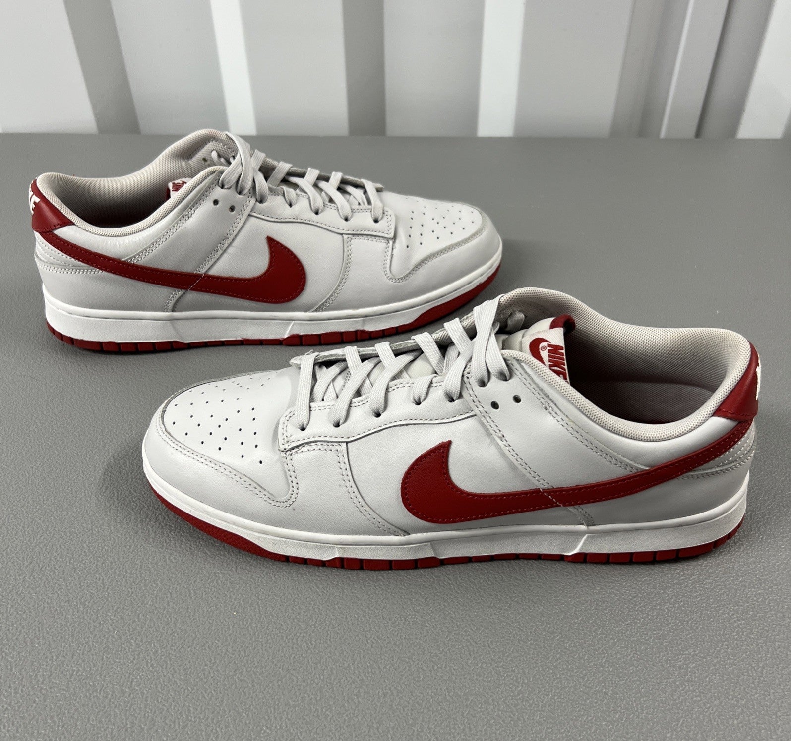 Size 13 Nike Dunk Low Vast Grey Varsity Red