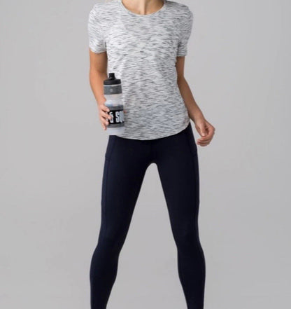 Size Small- Lululemon Long Distance Short Sleeve Tiger Space Dye Black White
