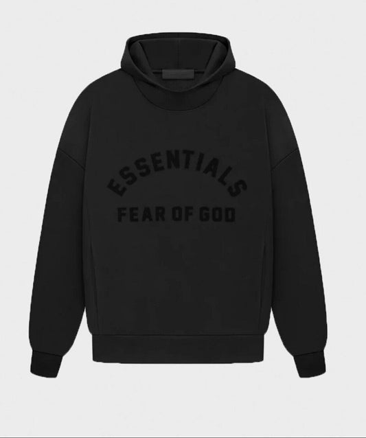 Size Small-Fear of God Essentials Hoodie 'Jet Black' 100% Authentic NWT
