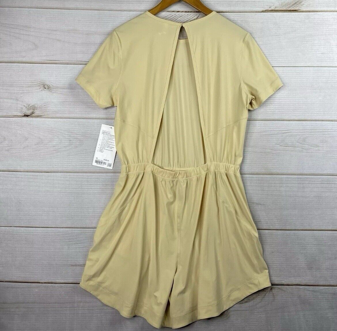 Size 6-Lululemon Lightweight High Neck Open Back Romper - Prosecco