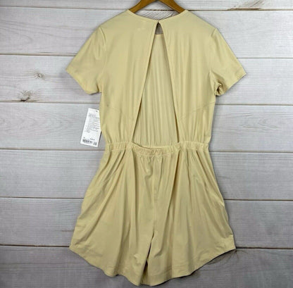 Size 6-Lululemon Lightweight High Neck Open Back Romper - Prosecco
