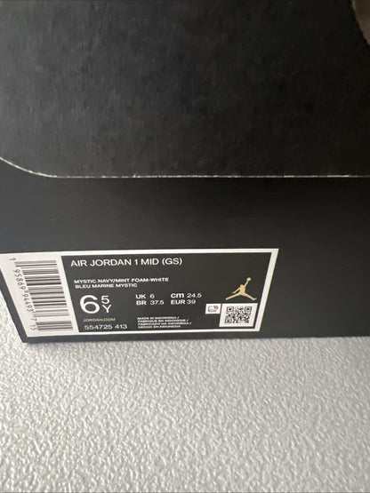 Size 6.5Y or 8 Wmns - Air Jordan 1 Mid Blue Mint (GS) 554725 413