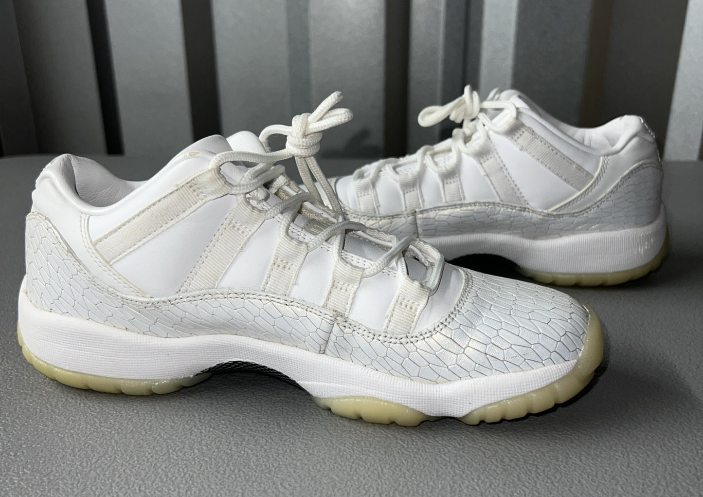 Size 5.5Y or 7 Wmns - Jordan 11 Retro Low Heiress Pure Platinum (GS) 897331-100