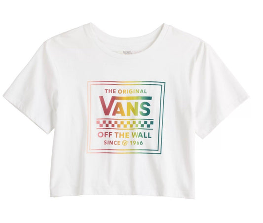 Size Large - Vans Cropped Rainbow "Off The Wall" Logo Graphic Tee