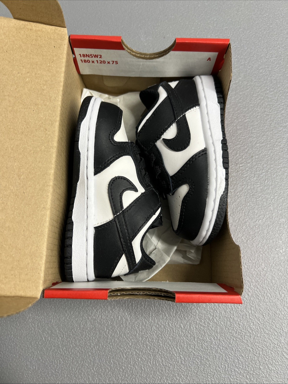 Size 5C- Nike Dunk Low Retro White Black Panda (Toddler)