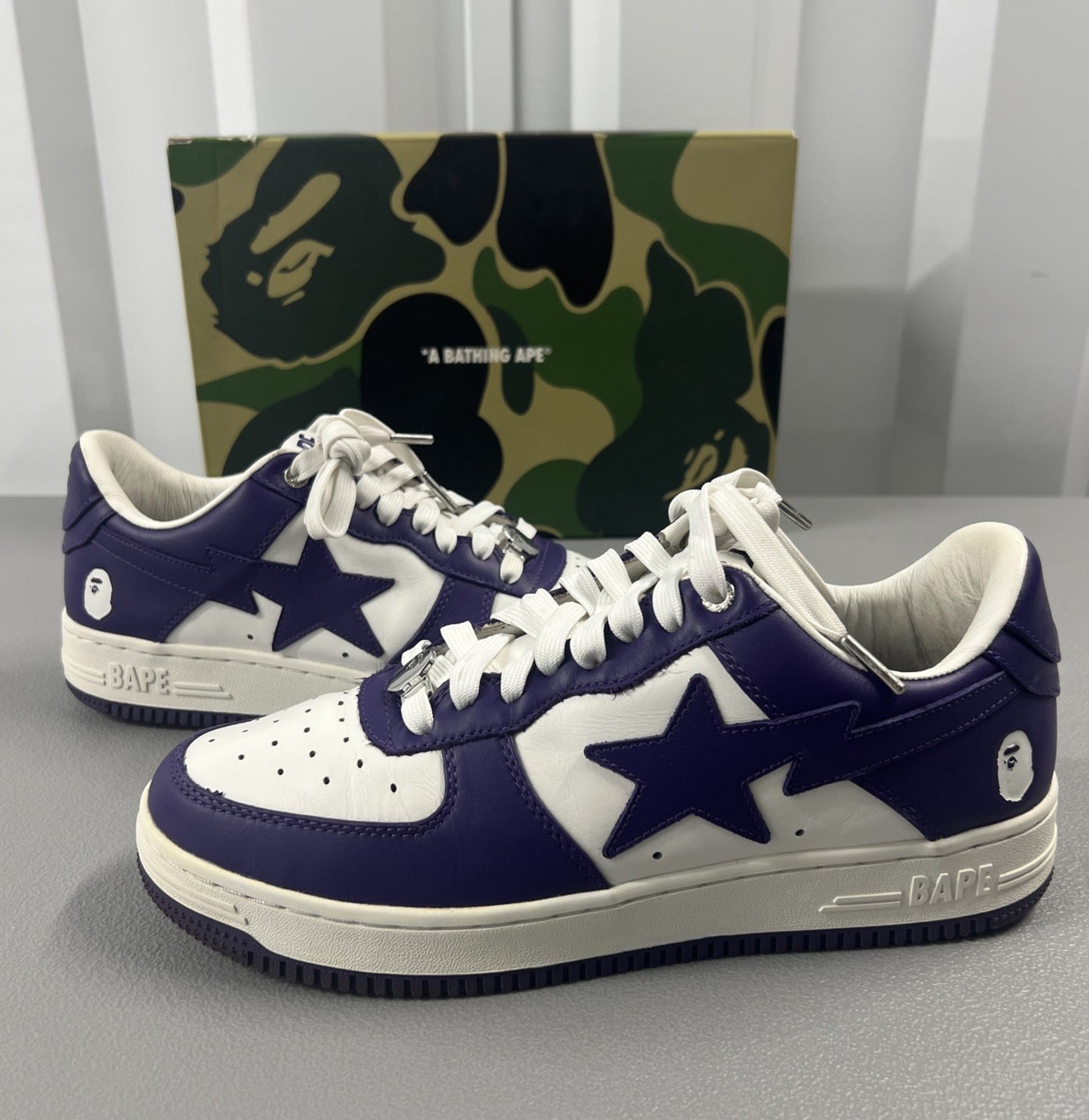 Size 10- A Bathing Ape Bape Sta ‘White Purple’ 2022