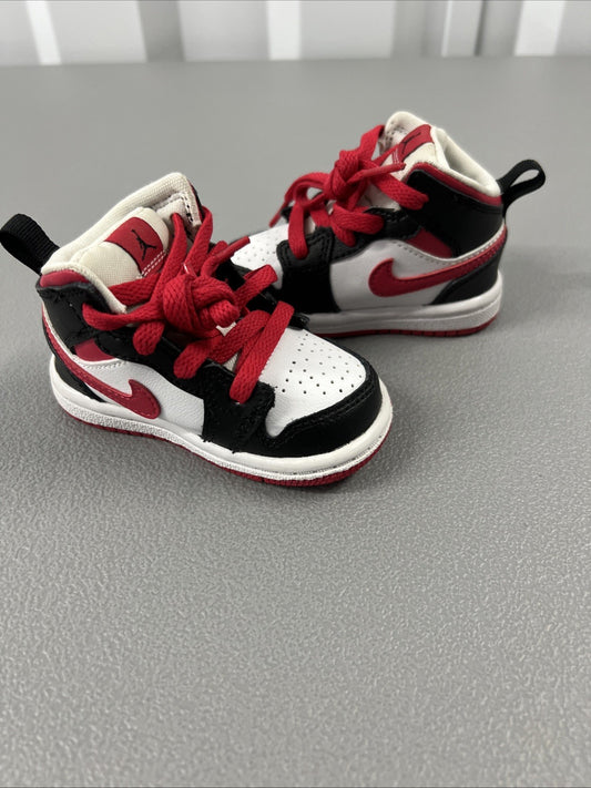 Size 4C-Air Jordan (TD) Air Jordan 1 Mid 'White Very Berry' 640735-016