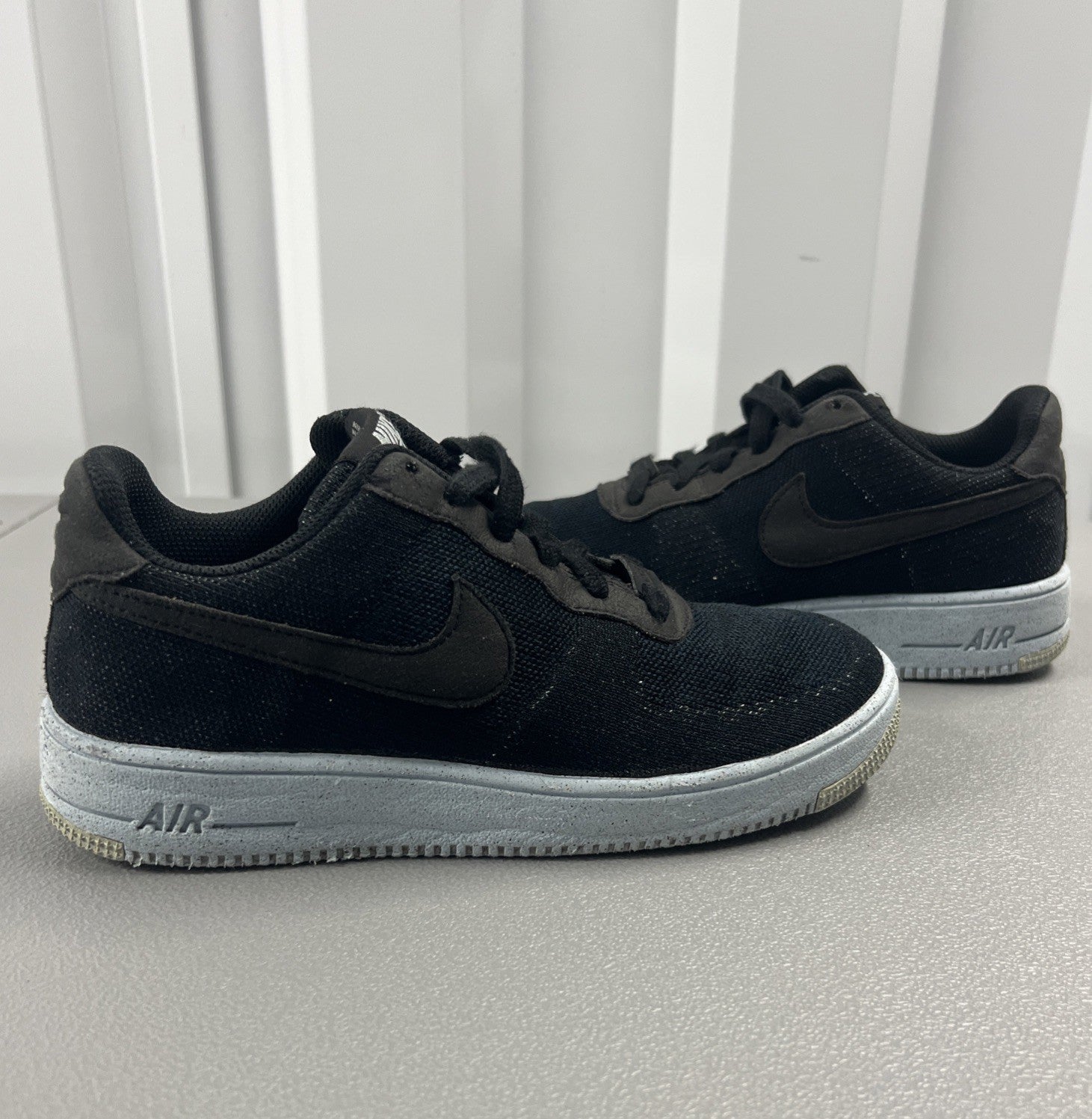 Size 6.5Y - Nike 1 Air Force 1 Crater Flyknit GS 'Black Chambray Blue'