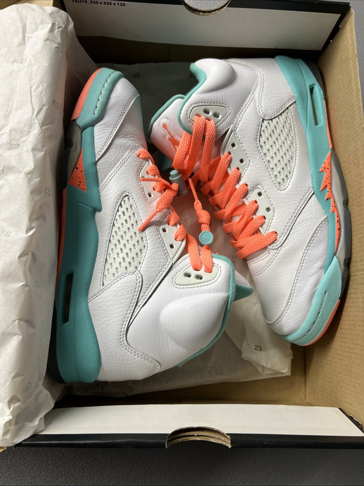 Size 7Y or 8.5 Wmns - Jordan 5 Retro Light Aqua (GS)