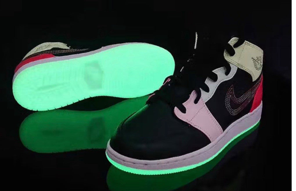 Size 7Y or 8.5 Wmns- Jordan 1 Mid Glow-In-The-Dark (GS)