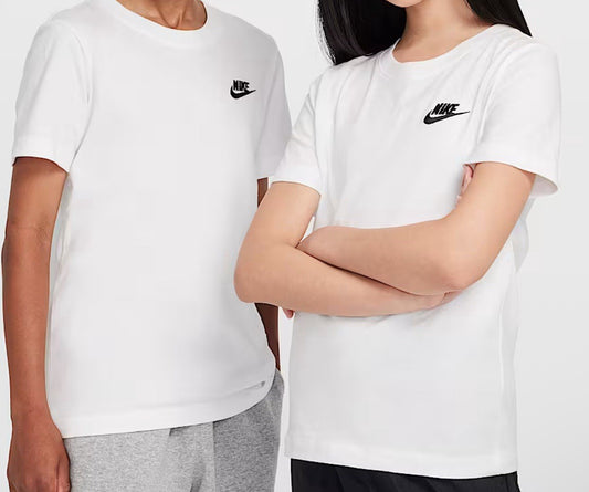Size Small- The Nike Tee Sportswear Embroidered Big Kids T-Shirt - White