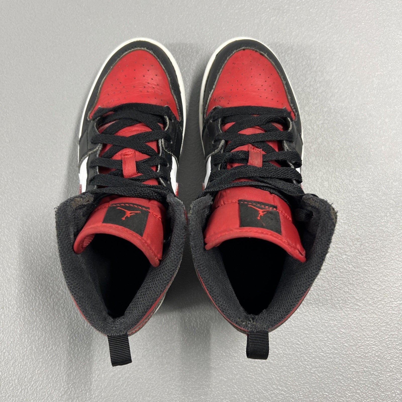 Size 2.5Y- Air Jordan 1 Mid PS 'Black Fire Red’