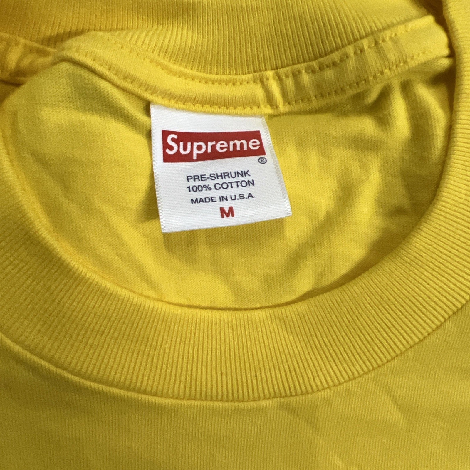 Size Medium - Supreme Men's Yellow Pre-shrunk 100% Cotton Tee