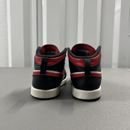 Size 2.5Y- Air Jordan 1 Mid PS 'Black Fire Red’