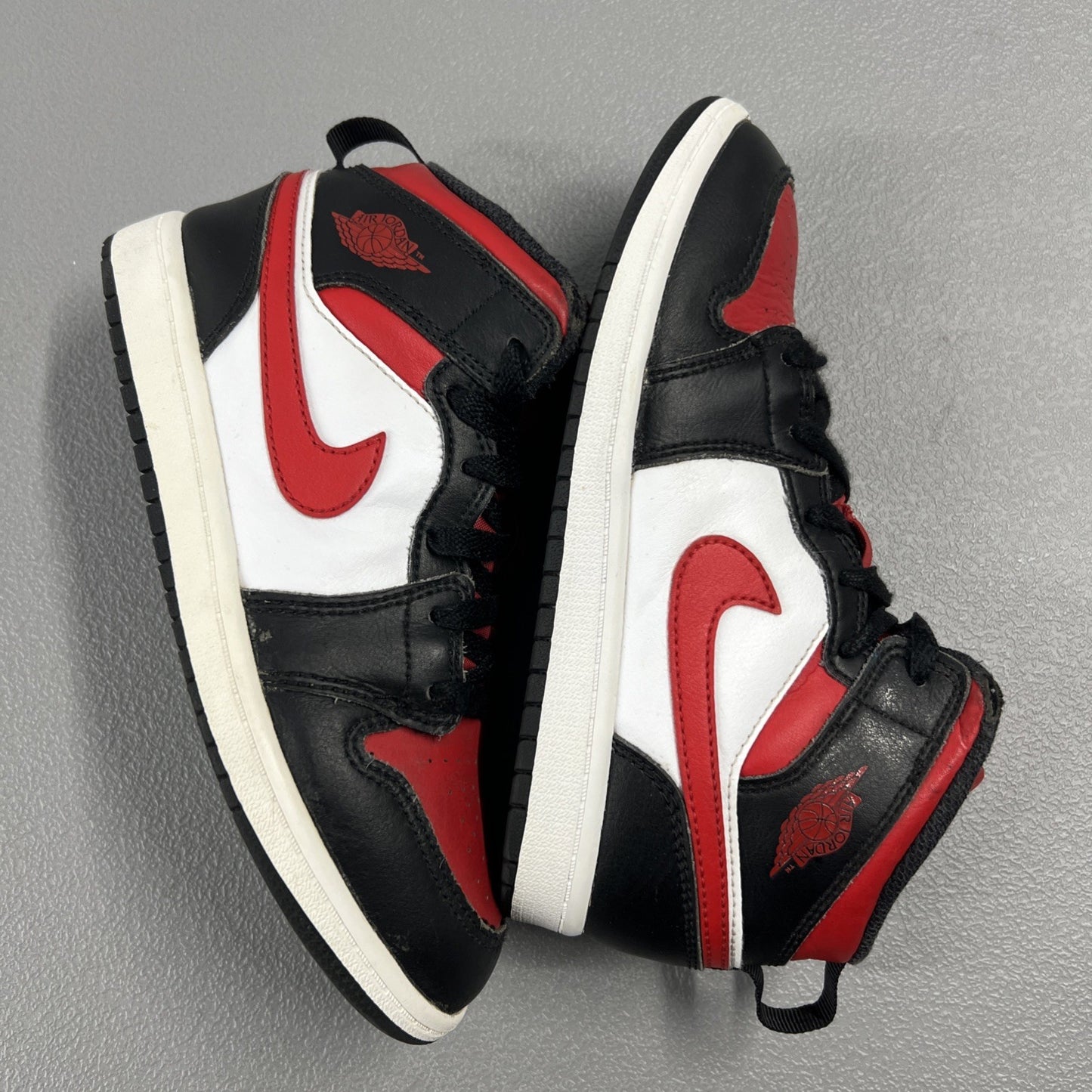 Size 2.5Y- Air Jordan 1 Mid PS 'Black Fire Red’